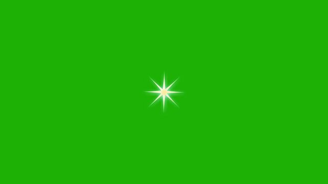 Sparkling star twinkle glitter white cartoon doodle animation, flat vector blinking light effect, glowing starburst on green screen background, 4k festive overlay motion graphic video footage
