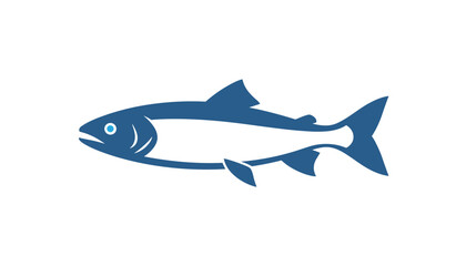 Obraz premium Stylized blue fish icon with elegant fins and distinct eye detail representing marine life, seafood, and fishing themes.