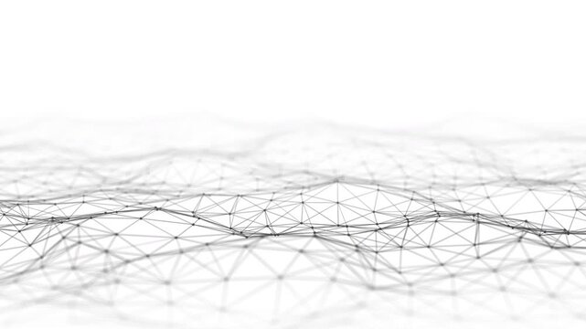 Abstract background lines and dot forming a 3d plexus network wave on white background. futuristic digital and data connection visual. wireframe structure for technology and science concepts.