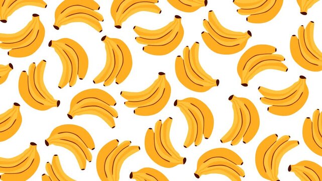 Bright animated seamless pattern featuring fresh yellow bananas on a clean white background