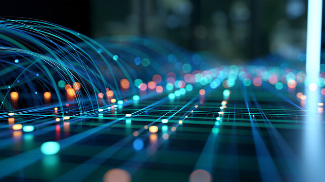 Abstract digital database connecting finance, marketing, sales and operations metrics, enterprise data integration, business intelligence, KPI management, cloud analytics,