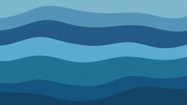 Abstract Blue Wavy Lines Background, Ocean Waves Pattern, Smooth Fluid Art