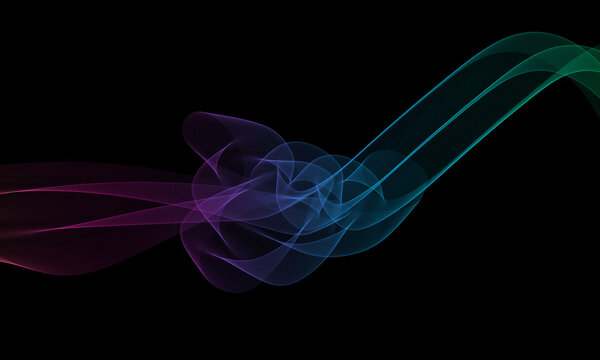 Abstract flowing lines with gradient colors against a black background