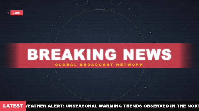 Professional film overlay for breaking news broadcast graphics and global media presentation concepts