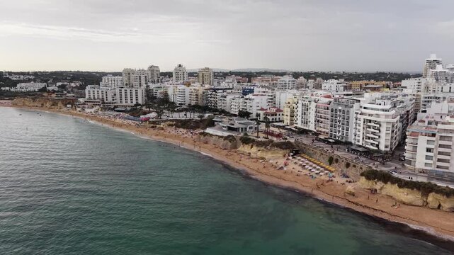 Aerial view of armacao de pera beach coastline