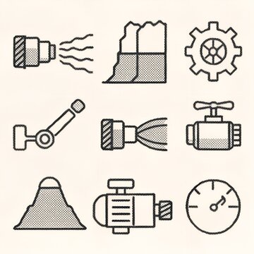 Hydraulic monitor, technical illustration, machinery components, minimalistic design