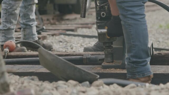 Railway Workers Doing Track Work