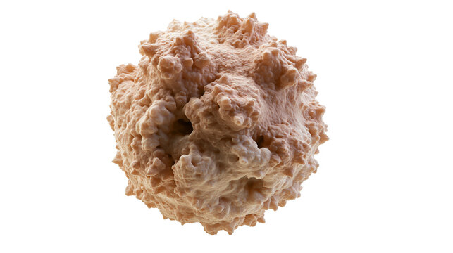 Isolated complex microscopic organism, a textured cell or virus with spiky surface details