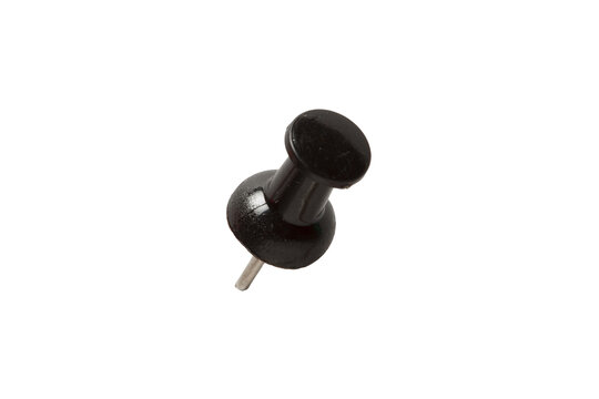Black Push Pin Isolated on Transparent Background for Business Organization and Planning Concept