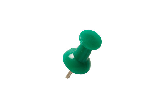 Green Push Pin Isolated on Transparent Background for Business Planning and Destination Concept