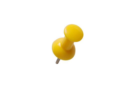 Yellow Push Pin Isolated on Transparent Background for Business Planning and Location Concept