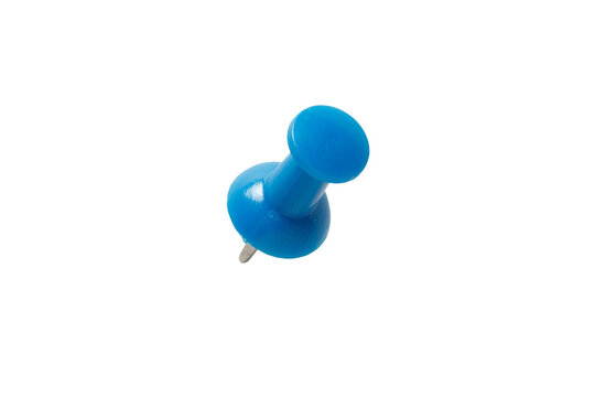 Blue Push Pin Isolated on Transparent Background for Business Planning and Location Concept