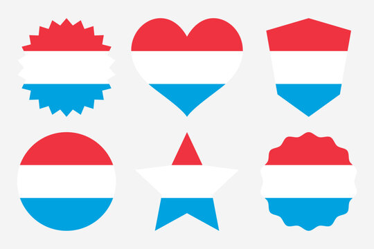 Set of shapes with Luxembourg flag colors.Various shapes with colors of the Luxembourg flag,vector.
