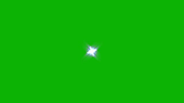 Magical glittering star burst animation on green screen background, fairy starlight sparkle rays, abstract cosmic space light explosion, chroma key motion graphic element, 4k video footage