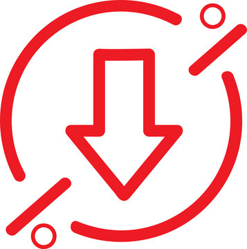 Red Arrow Icon Down Direction Download Pointer Drop Symbol Button Vector On Transparent Background