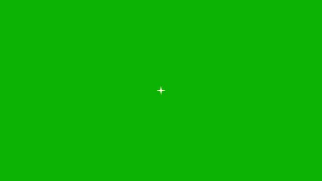Animated twinkling stars light effect on green screen, white cartoon doodle style stars blinking, retro glowing sparkle shine, seamless loop overlay for festive celebration, 4k video asset