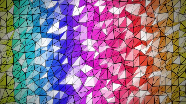 Abstract rainbow low poly geometric background, with smooth waving, motion and vibrant, gradient colors