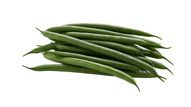Isolated fresh green beans pile, healthy organic raw vegetable ingredient, vibrant produce