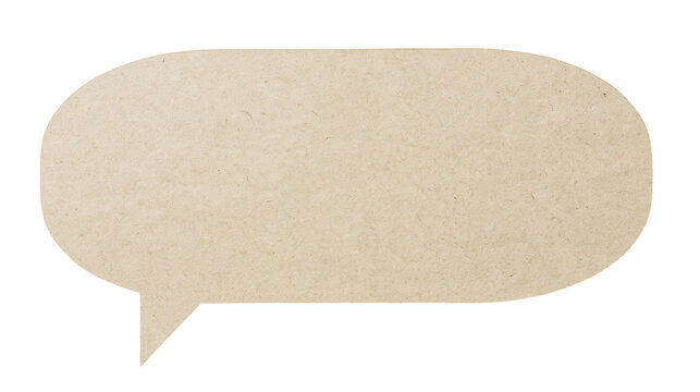 Isolated textured craft paper speech bubble with rough surface, ready for text or design