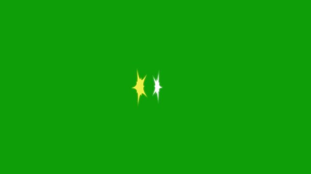 Glowing bright star flare animation loop, magical cosmic light ray burst, glittering stardust trail, abstract celestial space motion graphic element, isolated green background 4k video asset