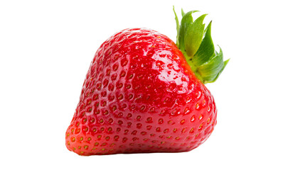 Isolated fresh ripe red strawberry with green stem, healthy organic summer fruit © Cian