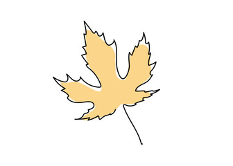 Maple leaf. Line art design color drawing. Nature eco concept. Single continuous line draw graphic vector illustration © prezent