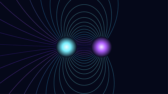 Magnetic dipole field lines between two glowing poles