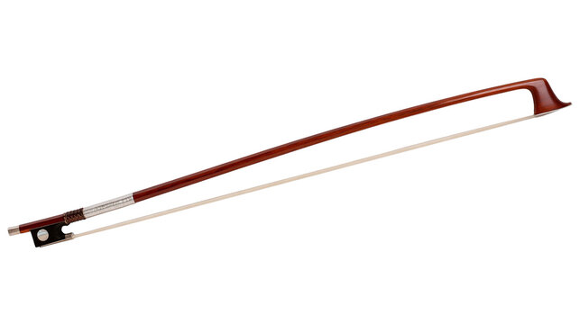 Isolated violin bow, professional orchestra string instrument accessory, music equipment.