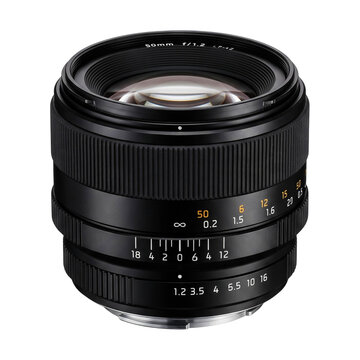 Prime camera lens with aperture ring PNG isolated illustration.