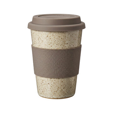 Reusable speckled coffee cup PNG isolated illustration.