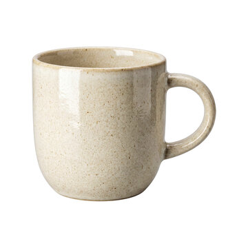 Minimalist beige ceramic mug PNG isolated illustration.