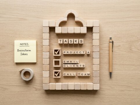 Wooden checklist for tasks and project planning