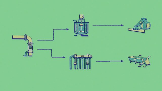 Flotation separates slurry as bubbles lift valuable grains toward concentrate while tailings exit separately. Flat 3D style with a grainy pigment texture.