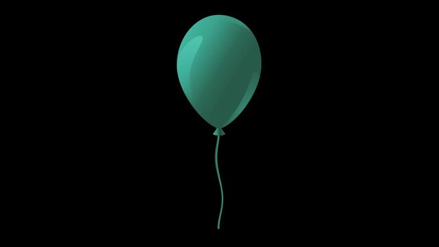teal balloon floating against a black background