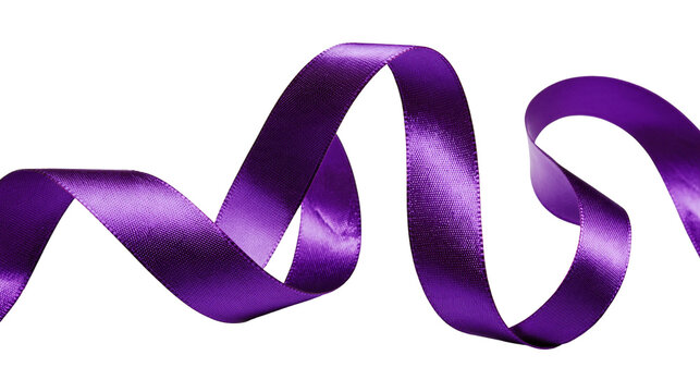 Isolated vibrant purple satin ribbon, gracefully flowing and swirling, perfect for decoration