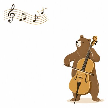 チェロを演奏するクマのかわいい音楽イラスト