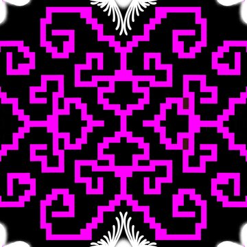Magenta pink pixel geometric ethnic Hmong seamless pattern background vector illustration