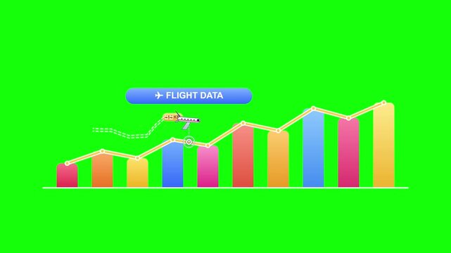 Colorful Analytical Data Chart Illustration Featuring an Integrated Flight Information Overlay