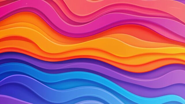 Vibrant Abstract Waves: A stunning visual art piece featuring a series of flowing, layered waves in a rainbow of vibrant colors, creating a sense of depth and movement.
