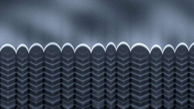 Directional Solidification Front With Columnar Dendrites And Convecting Melt, Seamless Loop in vibrant blue tones
