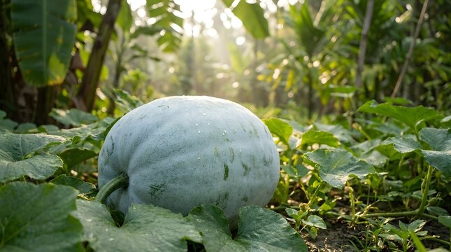 Fresh Ash Gourd White Melon in Garden