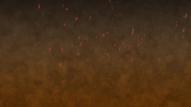 Glowing embers, fire dust and sparks drifting through smoky air, cinematic particle animation with alpha channel for transparent background compositing