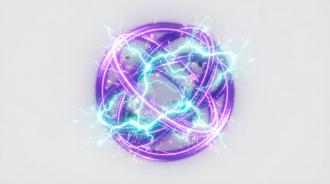 Abstract electric energy core design for modern marketing logo and vector background with glowing lightning circles