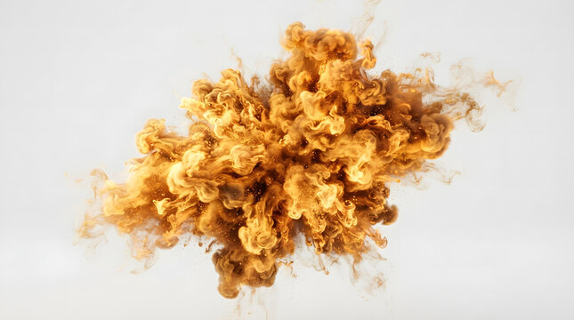 Golden dust powder explosion on white background for marketing logo design vector abstract art