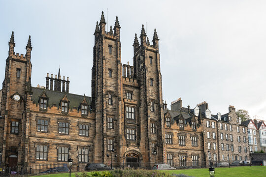 New College, University of Edinburgh exterior view seen from Edinburgh Scotland.