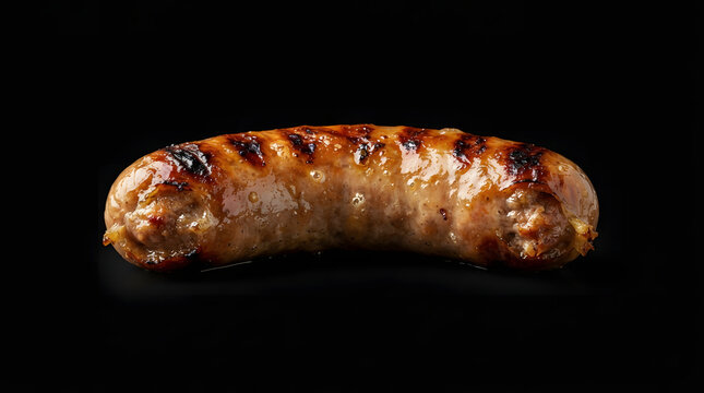 Grilled sausage isolated on black background for your marketing and logo design vector concept
