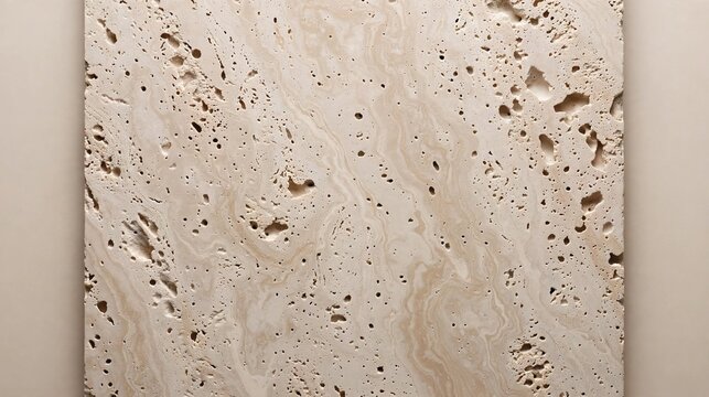 M&aacute;rmore travertino bege claro com poros suaves e veios naturais