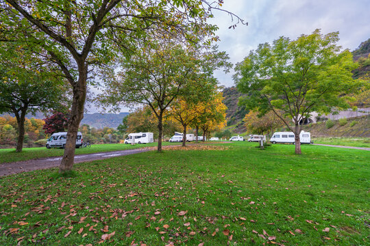 Kamper site parking near Neef village at moselle river in Germany