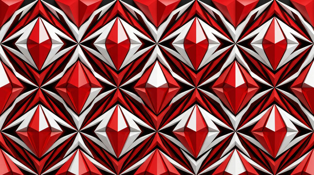 High contrast seamless geometric design repeating 3d diamond prism tiles sharp red white color vivid abstract corporate background matrix texture elegant minimalist layout