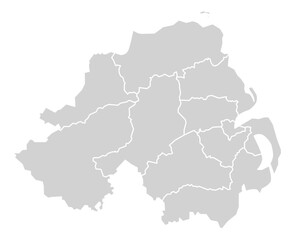 Fototapeta premium Detailed Grey Vector Map of Northern Ireland with White Outline District Borders